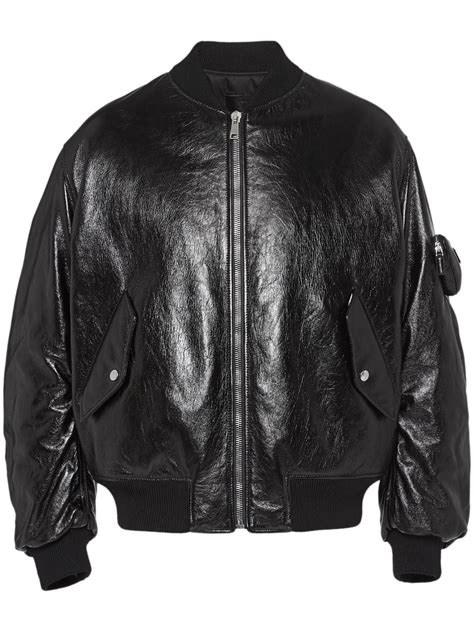 prada napa leather zip-front bomber jacket|prada leather bomber jacket.